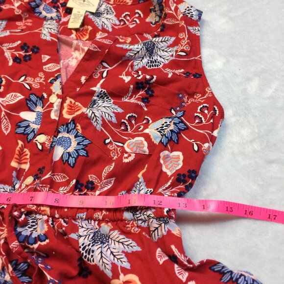 New! St. John’s Bay Dress XS Red Blue Floral Sleeveless Drawstring Waist - Picture 13 of 14